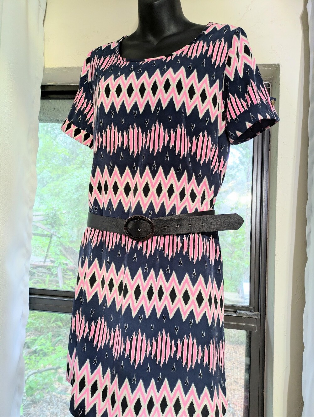Myan Dress EUC. Blue, Pink, White And Black. Lined. Size M